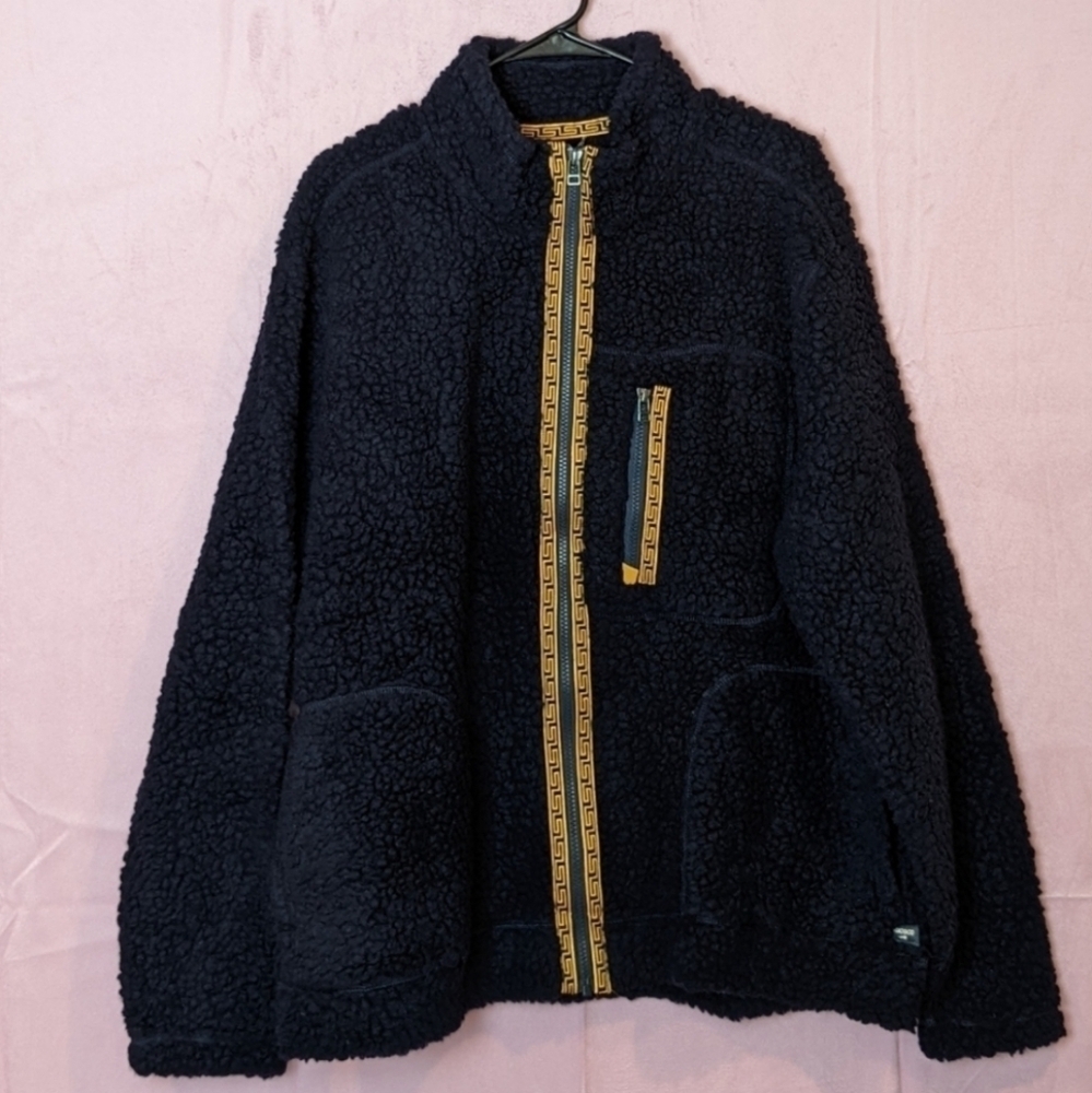 Toad&Co Sespe Sherpa Full Zip True Navy Wool Jacket size Large